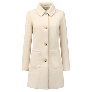Women's Turn Down Collar Single Breasted Winter Outwear Trench Coat Cream White